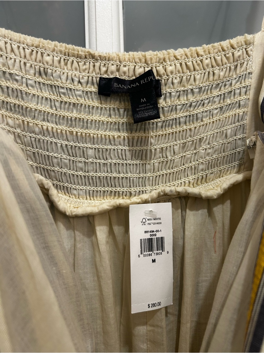 NEW! Banana Republic Zephyr Ivory Blue Gold Stripe Tiered Maxi Dress Size Medium - Picture 5 of 16